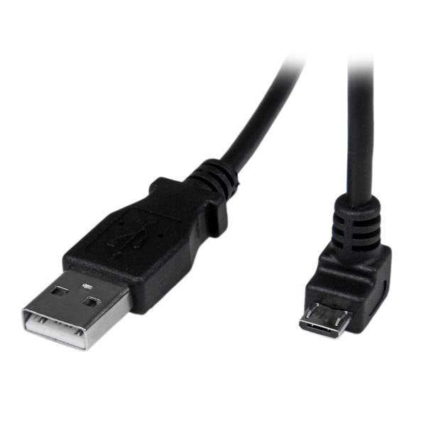 StarTech USB Cable a Micro USB M/M 2M Acodado Black USBAUB2MD