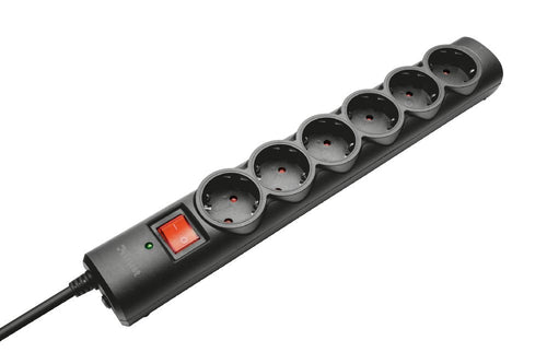 Trust Power Strip With Switch 21059 6 Sockets Power Cable 1.8M Black — image 1