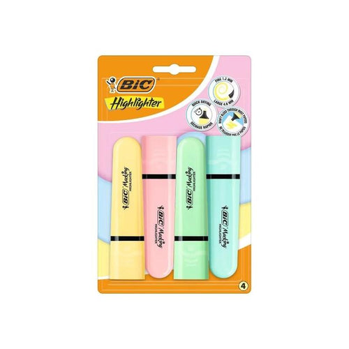 Bic Marking Highlighter Flat Pastel Pack 4 Marcadores Fluorescentes - Punta Biselada - Trazo Entre 1.20 And 4. — image 1