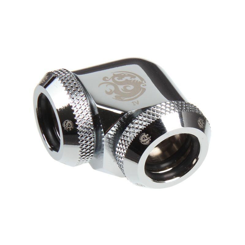 Bitspower Multi-link Adapter 90 Grad 12MM Ad a 12MM Ad Hardtube - Silver Glossy