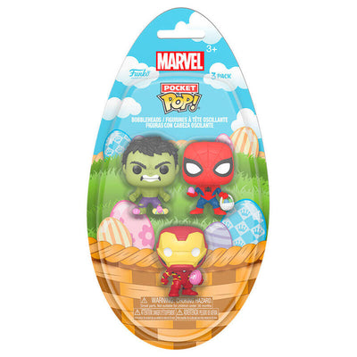Blister 3 Figuras Pocket Pop Marvel Spiderman Hulk Iron Man Pascua — image 1