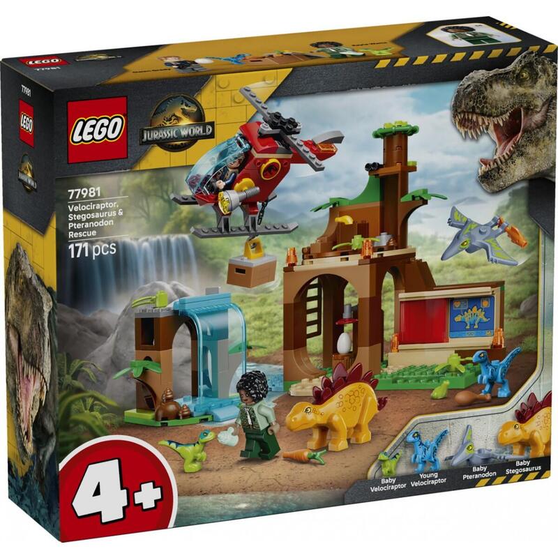 Bloques Jurassic World 77981 Welociraptor, Stegozaur And Pteranodon - Centrum Ratunkowe
