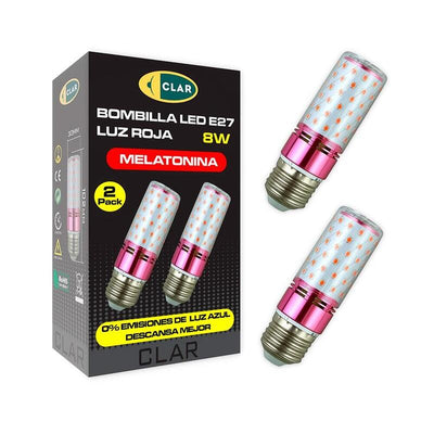 Bulb Tubular Red Melatonina E27 8W, 2 Units — image 1