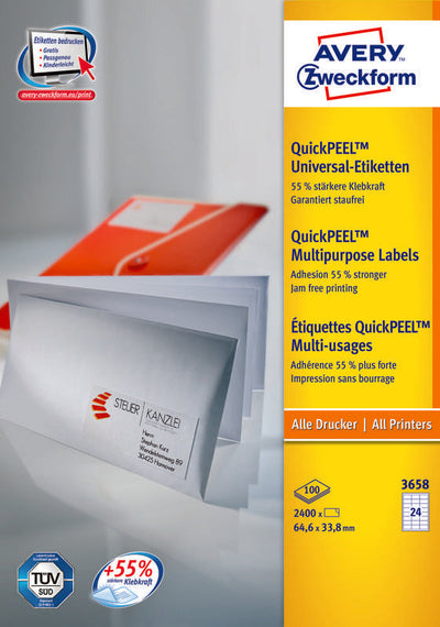 Avery 3658Z Label Self-adhesive Rectángulo White 2400 Pieces — image 1