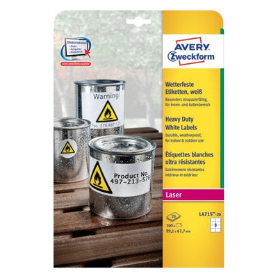 Avery Zweckform L4715-20 Label Self-adhesive White Rectángulo Permanente 160 Pieces — image 1