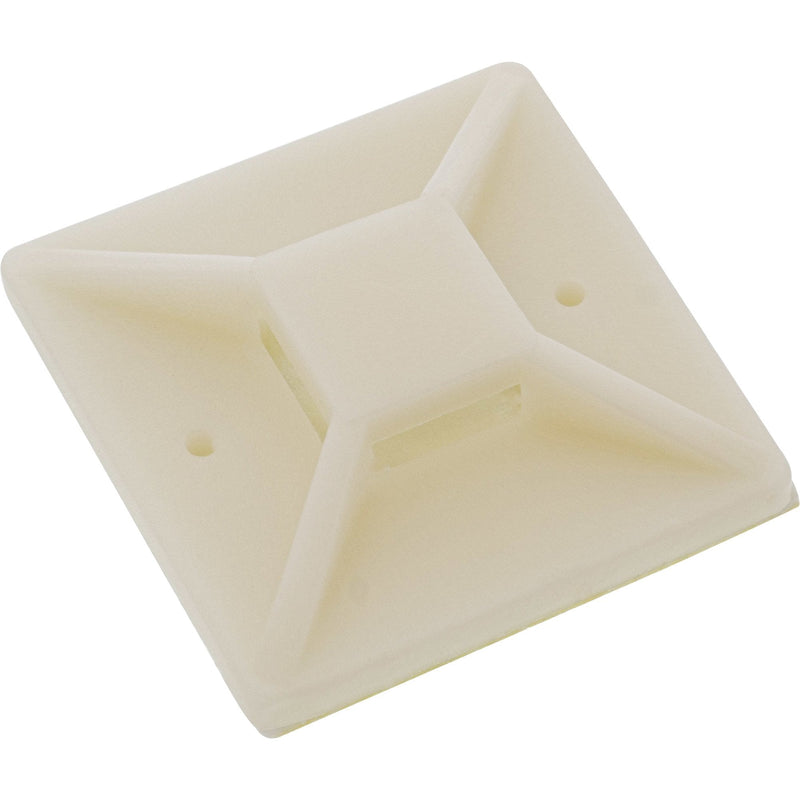 Inline Cable Tie Mounts Adhesive 30X30MM White 10 Units