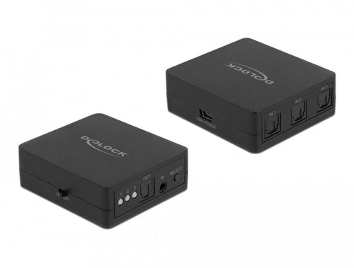 Delock S Pdif Toslink Switch 3 In 1 Out With Ir- Remote Control And USB Power Supply — image 1