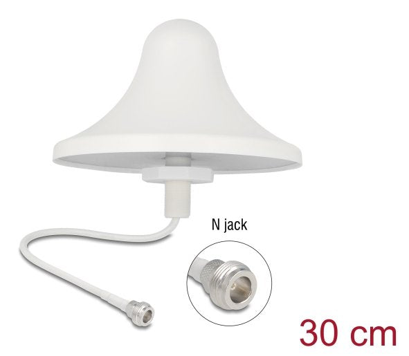 Delock 4G Wi-Fi 2,4GHZ Antenna N Connector Female 3 dBi 30CM RG-58 Omnidirektional Assembly Ceiling White