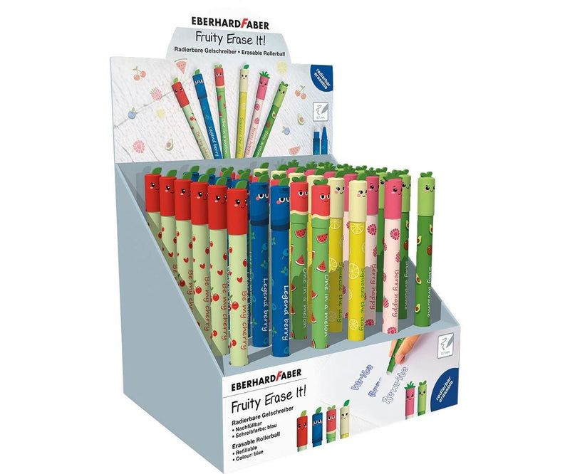 Eberhard Faber Fruity Erase It! Expositor With 36 Pens Borrables - Trazo 0.7MM - Capuchon With Formas Frutas -