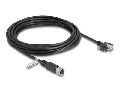 Delock M12 Cable D-kodiert 4 Pin Female a RJ45 Male CAT.5E FTP 5M Black — image 1