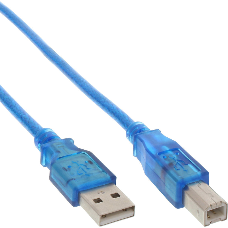 Inline USB 2.0 Cable Type a B Blue Transparent 3M