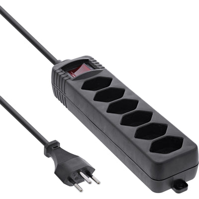 Inline Power Strip Suiza, 6VÍAS, With Switch 1,5M, Black — image 1