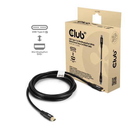Cable CLUB3D CAC-1561 DisplayPort 2M Mini DisplayPort USB Type-c Black — image 1