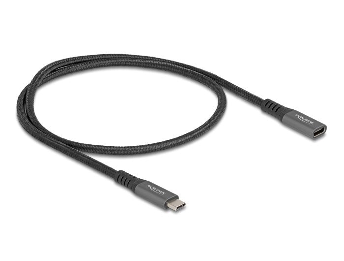 Delock 80021 Cable Extensión USB 10Gbps USB Type-c™ Male a Female PD 3.0 100W 0,5M Grey Metal