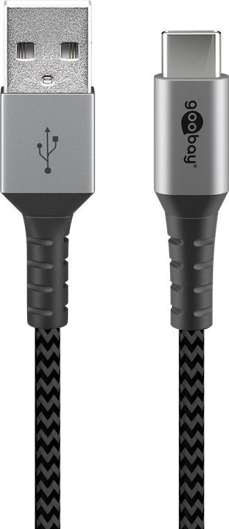 Goobay 49297 USB Cable 2M USB 2.0 USB C USB a Black Grey