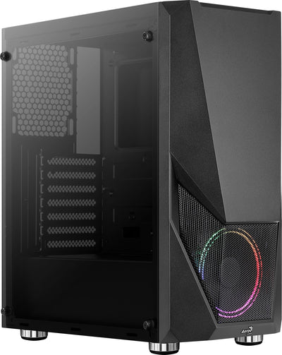 Aerocool PC Case Zauron Black 2*USB 3.0 USB 2.0 Audio HD GPU Up To 325MM Panel Side Transparent Fan Saturn 12  — image 1