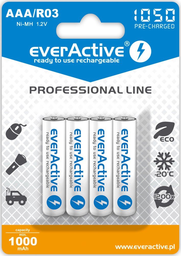 Everactive Batteries Recargables Ni-mh R03 Aaa 1050MAH Professional Line