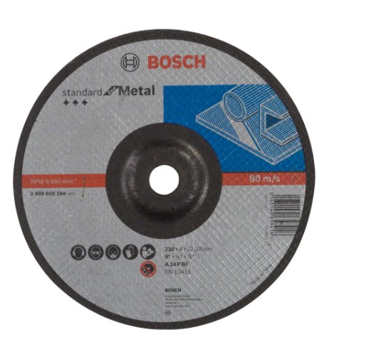Bosch Drive Abrasivo Standard For Metal Ø 230MM, Drive Abrasivo (diámetro 22,23MM, a 24 P Bf, Desplazado) 2608