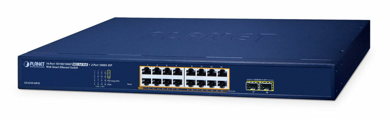 Planet 16-PORT PoE + Web Smart Switch GS-2210-16P2S