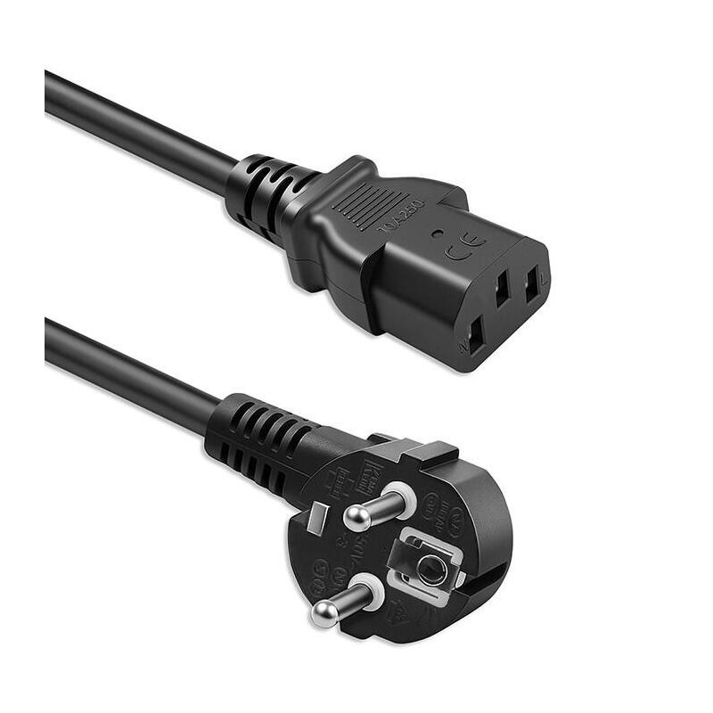 Cable Power Plug Acodada Schuko Cee 7/7 (e/F) IEC C13 3X0.75MM2 Cobre Puro Cu 2M