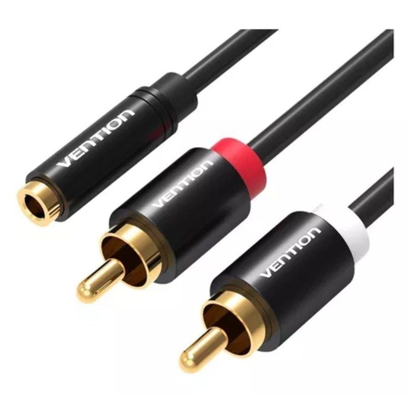 Vention Cable Stereo VAB-R01-B100 Jack 3.5 Female 2X Rca Male 1M Black