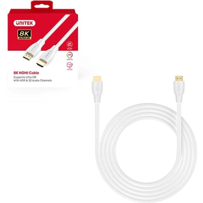 Unitek Cable HDMI 2.1 8K Hdr White 0,5M