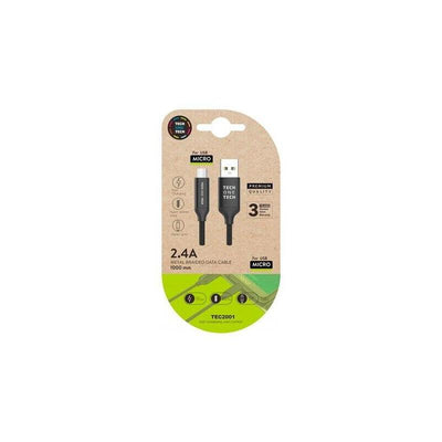 Tech One Tech USB Cable 2.0 TEC2001 USB Male Microusb Male 1M Black — image 1