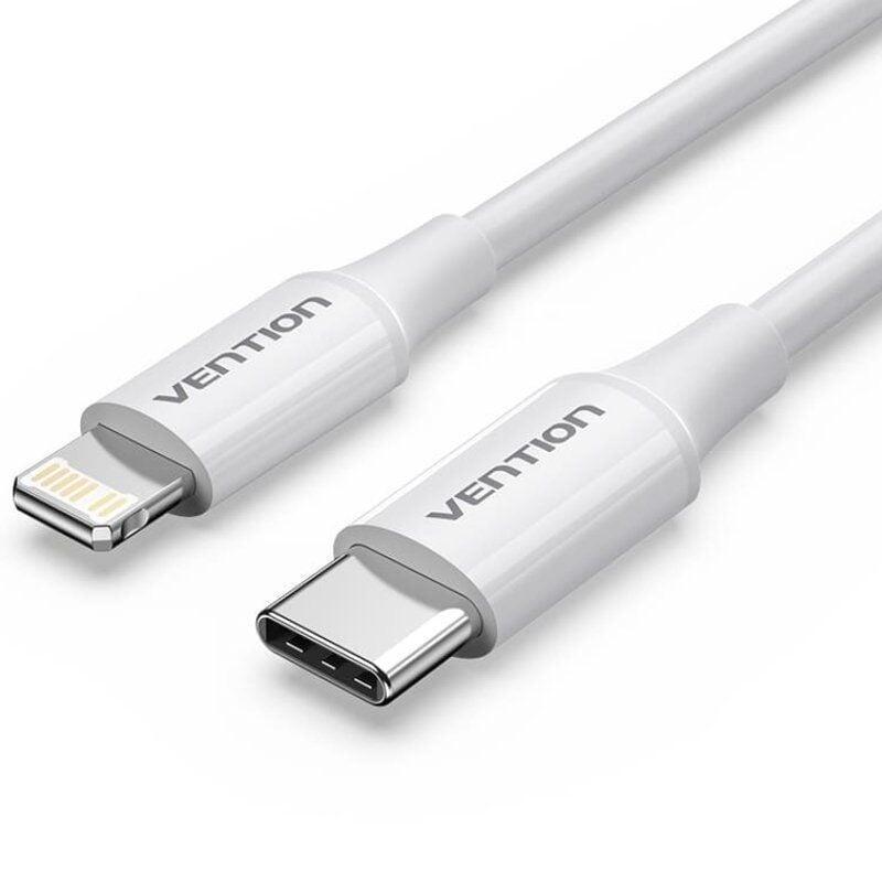Vention USB Cable 2.0 Type-c Lightning Lajwf USB Type-c Male Lightning Male Up To 27W 480Mbps 1M White
