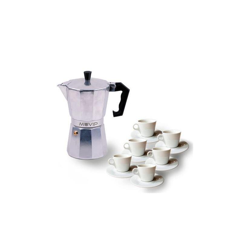 Muvip Coffee Machine MV0601 Aluminium Capacity 6 Cups Handle Ergonomico - Non-stick - Apta Placas Electricas,