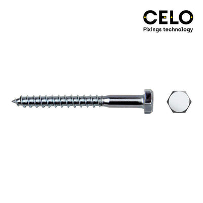 Celo Box 250 Unid. Tirafondo Hexagonal Din/Ref 571 Ø8X50MM Zincado — image 1