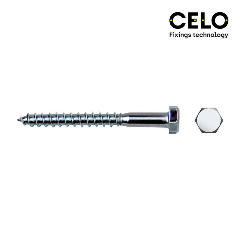 Celo Box 50 Unid. Tirafondo Hexagonal Din/Ref 571 Ø8X70MM Zincado
