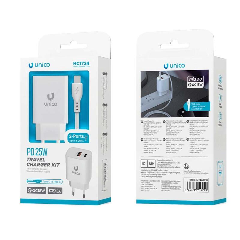 Charger Dual USB a + C 25W + Cable C HC1724