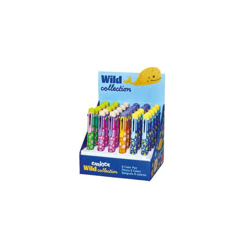 Carioca Wild Collection Expositor With 30 Pens 8 Colours - Punta 1MM - Divertidos Diseños Animales - Clip — image 1