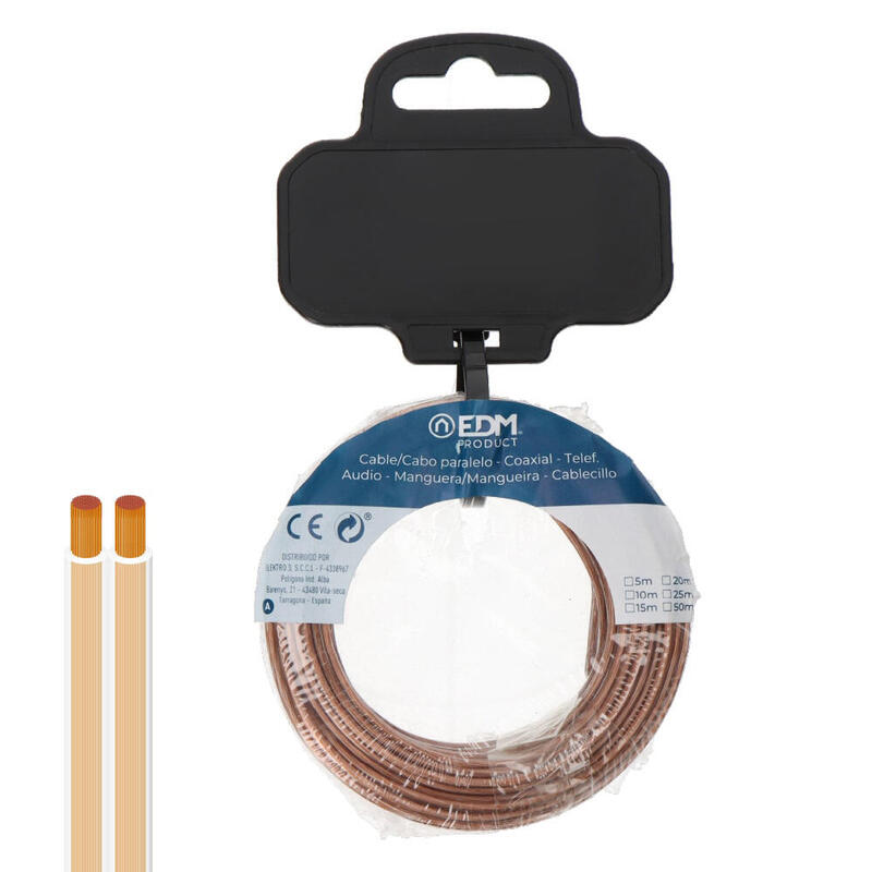Film Roll Cable Paralelo 2X0,75MM² Transparent 15M.