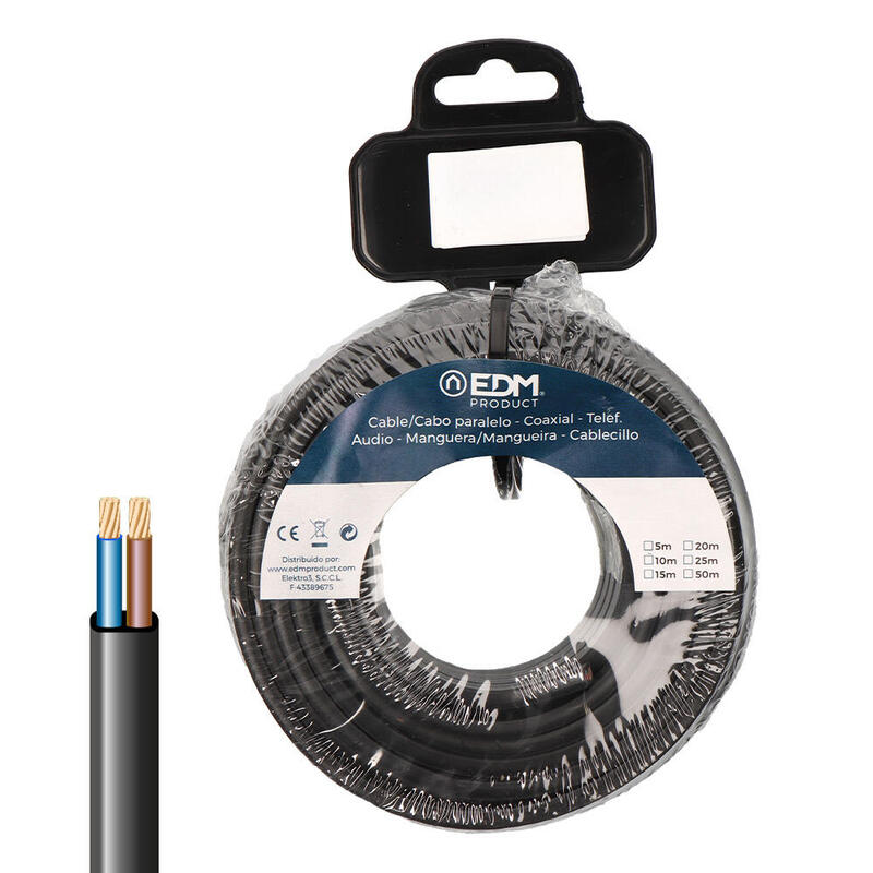 Film Roll Cable Paralelo Flat VVK(H2) 06/1KV 2 X 2,50MM² Black 10M