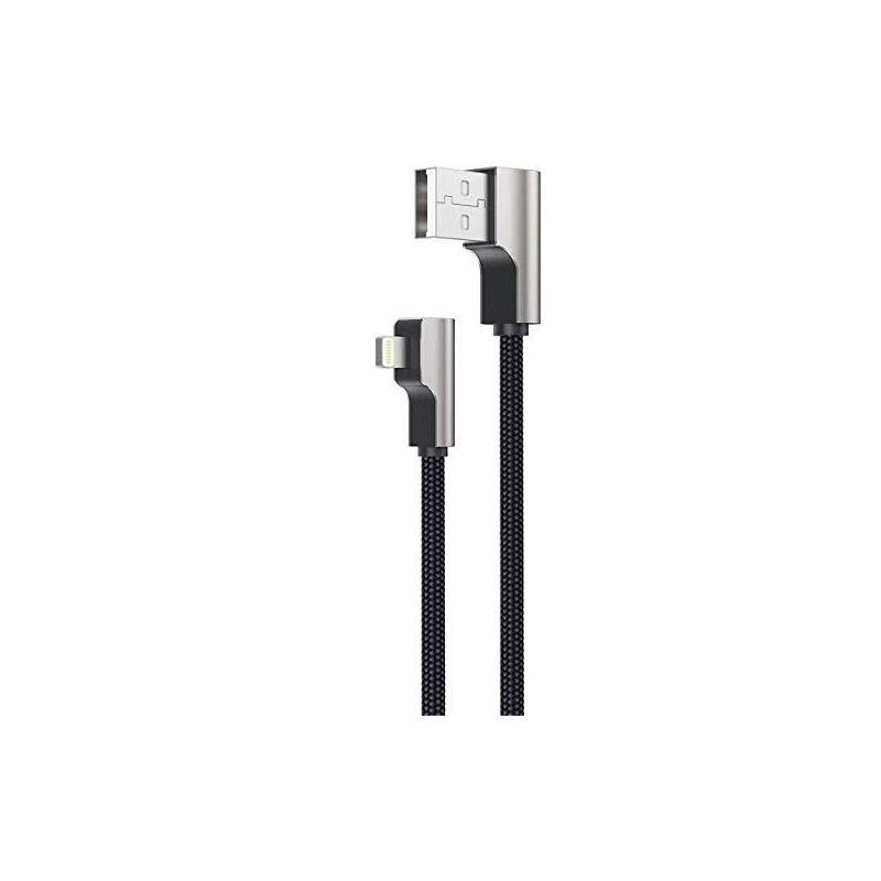 CB-AL01 Oem Cable 90° Lightning - USB-A 2M Mfi Apple Acodado Connectors 90 Stopni Nylon Mesh Trenzada Black