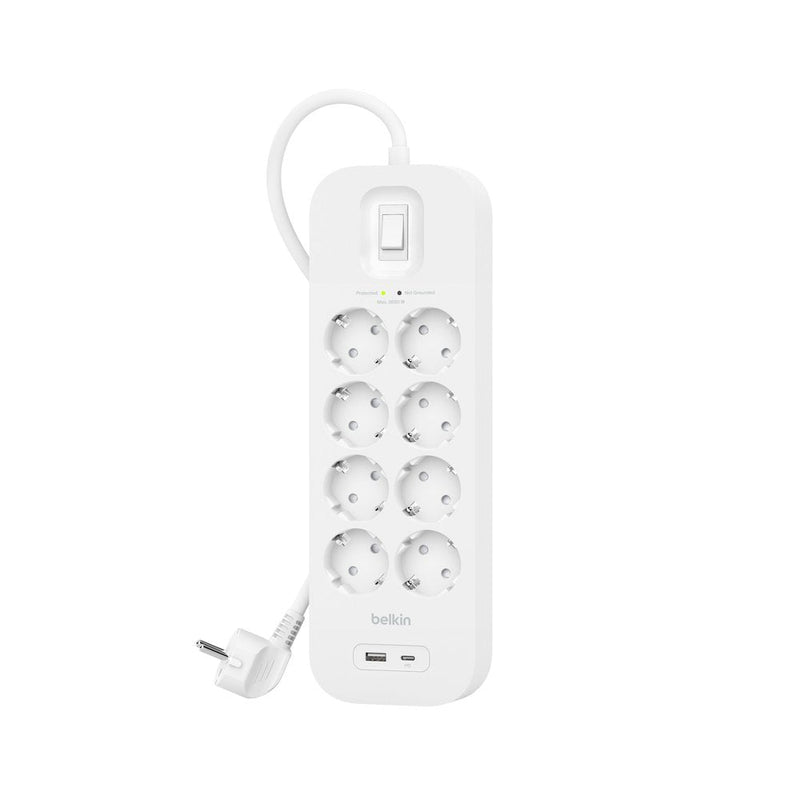Belkin Power Strip Power SRB003VF2M-V2 Contra Sobretensiones With 8 Plugs 1 USB-C 1USB-A
