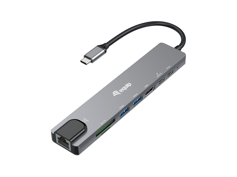 Equip Adapter USB-C - Hdmi, GbE,3XUSB3.2 GEN1,SD Tf, Pd 100W