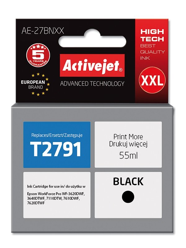 Activejet Ink AE-27BNXX (reemplazo Epson 27XXL T2791 - Supreme - 55ML - Black