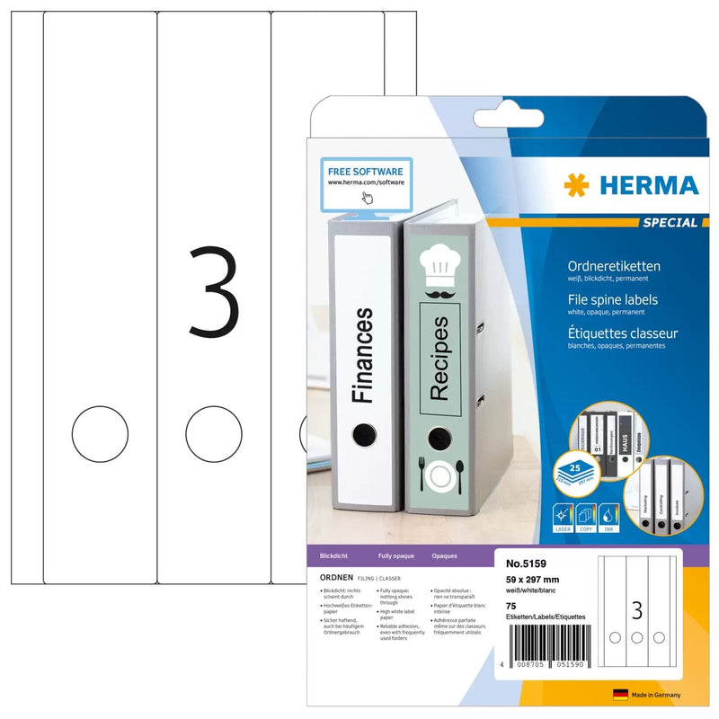 Herma Labels Ring Binder 59,0 X 297,0MM White