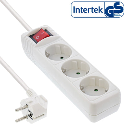 Inline Power Strip 3 Sockets 3X Type F With Switch And Security Kids White 1,5M — image 1