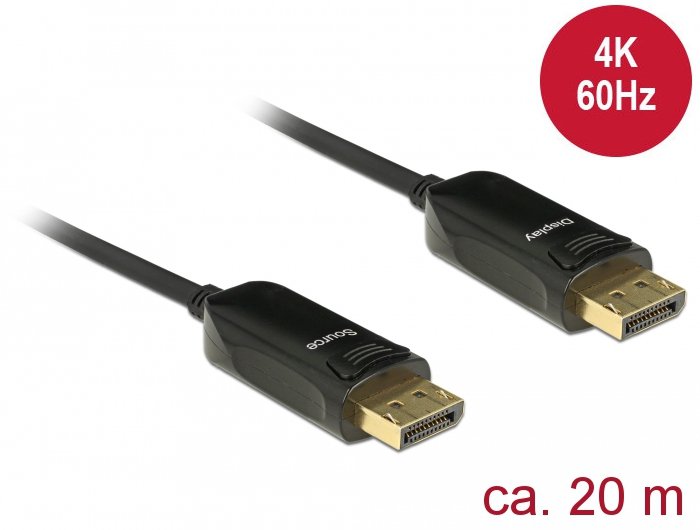 Delock Cable Óptico Activo DisplayPort 1.2 Male 4K 60 HZ 20M