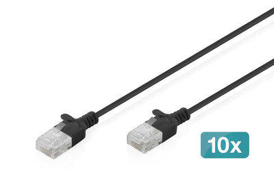 CAT.6 U-UTP Slim Network Cable, 1,5M, Black 10 Pcs — image 1