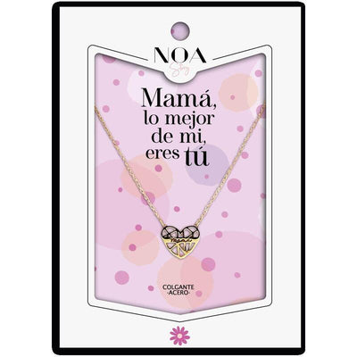 Colgante Corazon Mama Steel Gold - Mama Lo Mejor Mi Vida Eres Tu — image 1