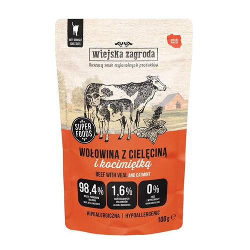 Wiejska Zagroda Comida Húmeda Gatos Ternera With Carne Ternera And Hierba Gatera 100G — image 1