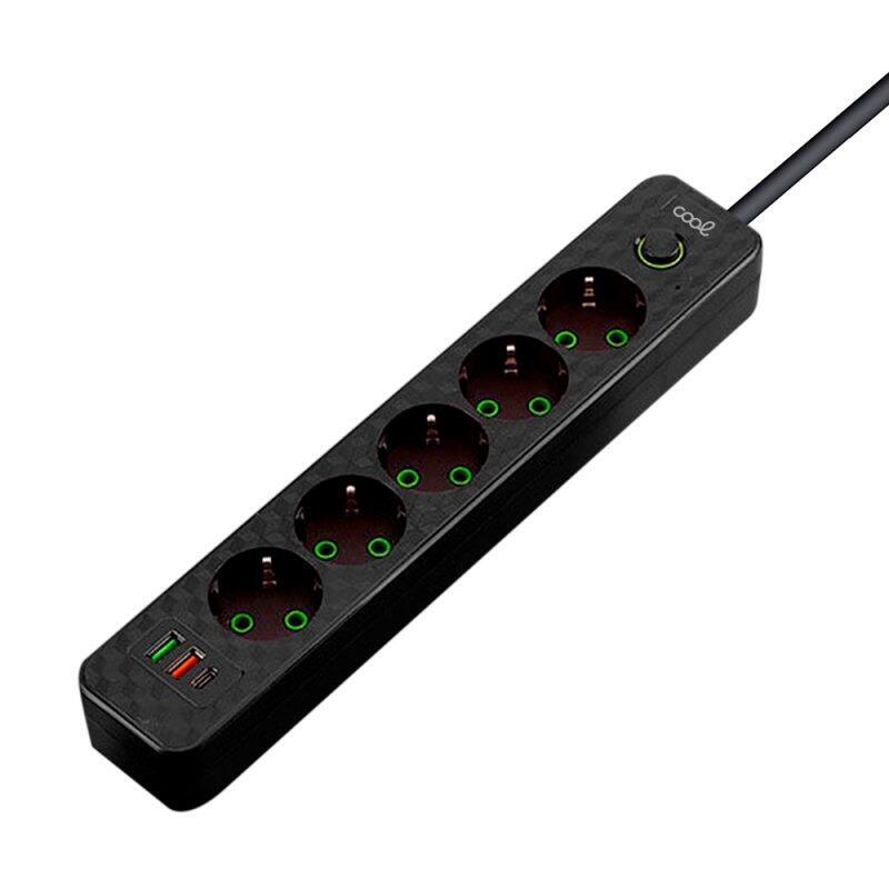 Cool Charger Universal Multipuerto Power Strip 7 Ports Black