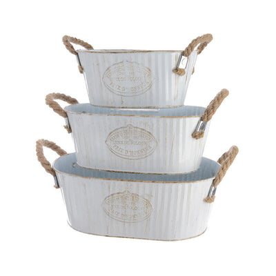 Bucket Zinc Ovalado With Handle Cuerda Set Of 3UNID — image 1