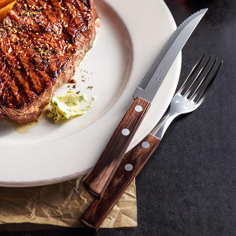 Cuchillos Asado Polywood Castañ Or 12,7CM Expositor 60 Units