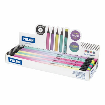 Milan Sunset Expositor With 24 Pencils Graphite Hb - Rubber Incorporada - Forma Redonda - Colours Surtidos — image 1