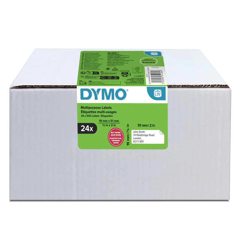 Dymo Labels Multiusos Labelwriter Genuine 19 X 51MM 24 Rolls 500 Labels Cada Uno 2234184